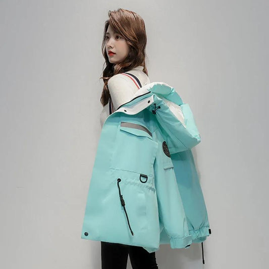 Down Jacket Women's Short Tooling White Duck Down Hooded Warm Pie To Overcome Winter Coat Mid-length Windproof Outdoor Sportswear