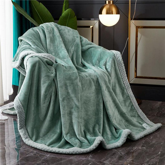 Pure Color Thick Milk Fleece Blanket Quilt Coral Fleece Autumn and Winter Flannel Blanket Plus Fleece Quilt Nap Blanket