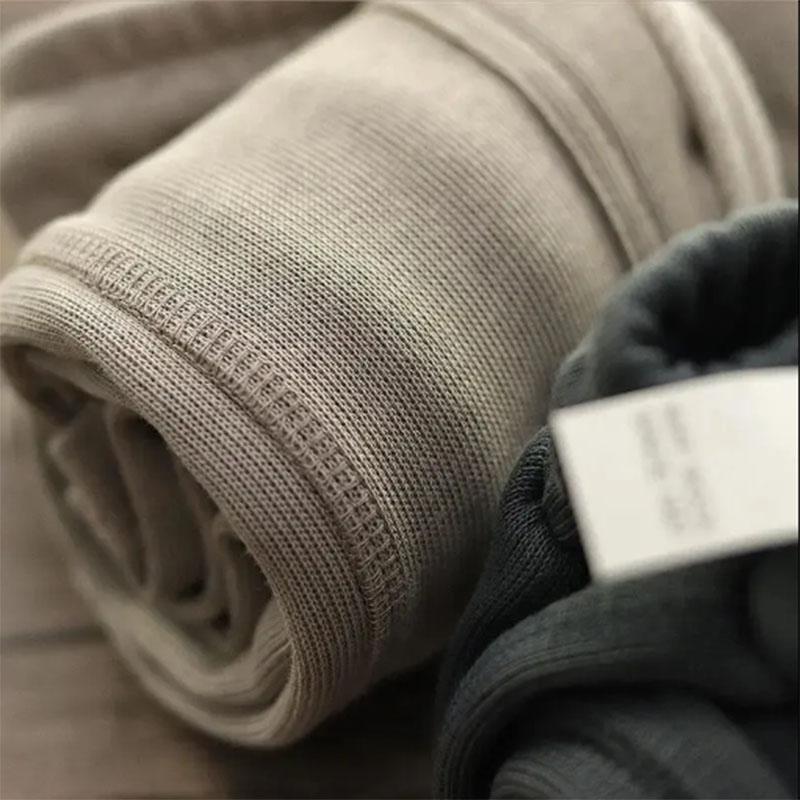 Solid Color Sweatpants Men's Knitted Trousers Cotton Casual Pants Drawstring Sports Pants Men's Loose Trousers