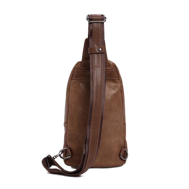 Chest Bag Male Large Capacity with Headphone Hole Shoulder Bag Outdoor Sports and Fitness Pockets