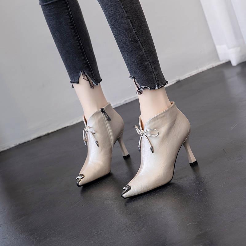 High Heels Boots Pointed Toe Suede Leather Zipper Style Sexy Ankle Womens Boots
