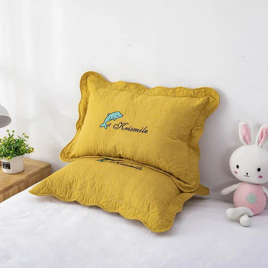 Solid Color Cartoon Embroidered Cotton Quilting Thickening Process Four Seasons Universal Adult Children's Pillowcase Pillowcase 60*40