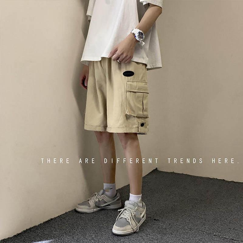 American Retro Overalls Shorts Men's Summer Five-point Pants Men's Loose Wide-leg Pants Fashion Beach Pants All-match Casual Shorts