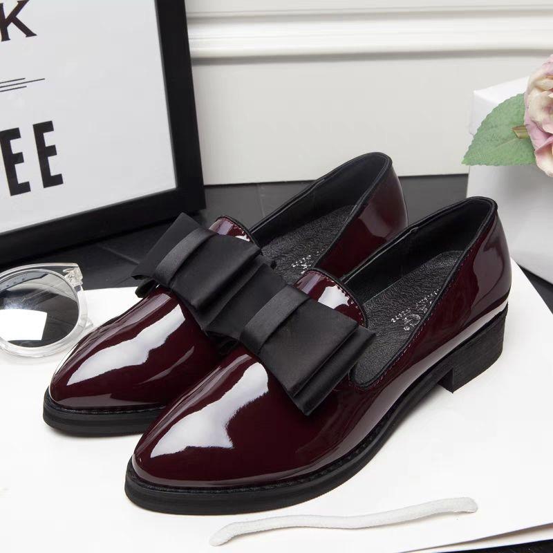 Single Shoes Female Comfortable Pointed Small Leather Shoes Female Students Korean Version of All-match Soft Sole Casual Bowknot Shoes
