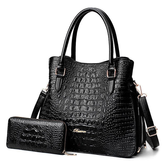 Genuine Leather Cowhide Soft Leather Crocodile Pattern Portable Handbags European and American Fashion Atmospheric Casual Shoulder Bag