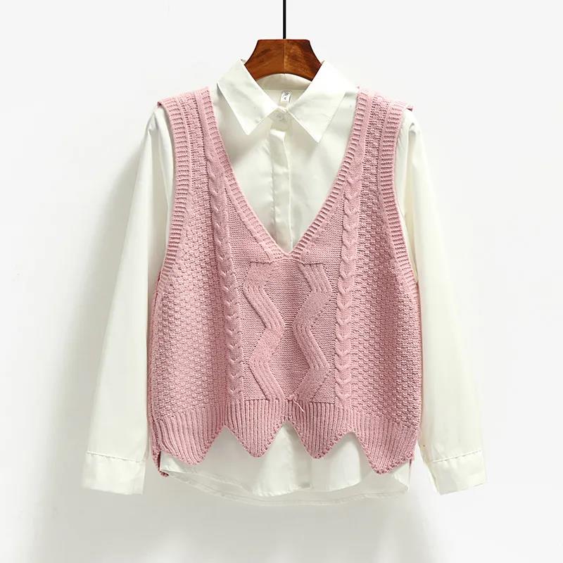 Spring and Autumn Korean Women's Wool Vest Knitted Vest Backless Sleeveless Pullover Sweater Vest V-neck Wool Vest