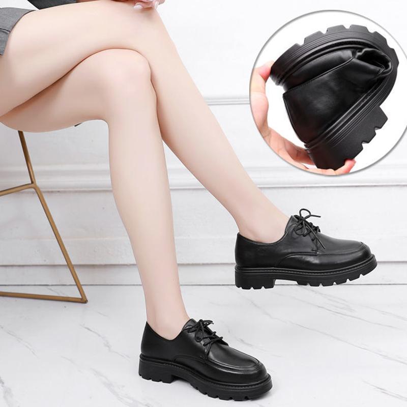 Non-slip Work Shoes Ladies Black Leather Shoes Comfortable and Soft Restaurant Kitchen Middle-aged Mother Shoes Single Shoes Flat