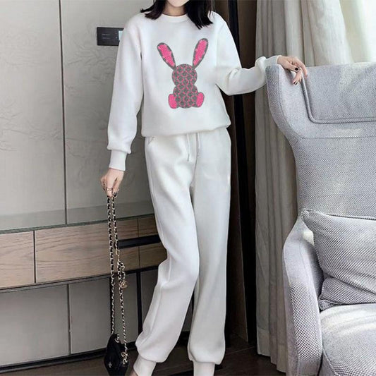 Xiaoxiangfeng Sports Suit Women's Long-sleeved Round Neck Pullover Top Fashion Casual Solid Color Trousers Suit