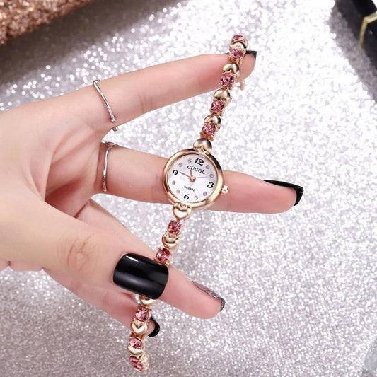 Women's Korean Luxury Rhinestones Quartz Watches Small Simple Bracelet Watches Crystal Diamond All-match Watch Bracelet