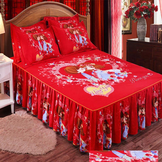 Dust-proof Simmons Protective Sleeve Twill Sanding Bed Skirt Anti-slip Bedspread Thicken Korean Wedding Bed Cover Bed Sheet