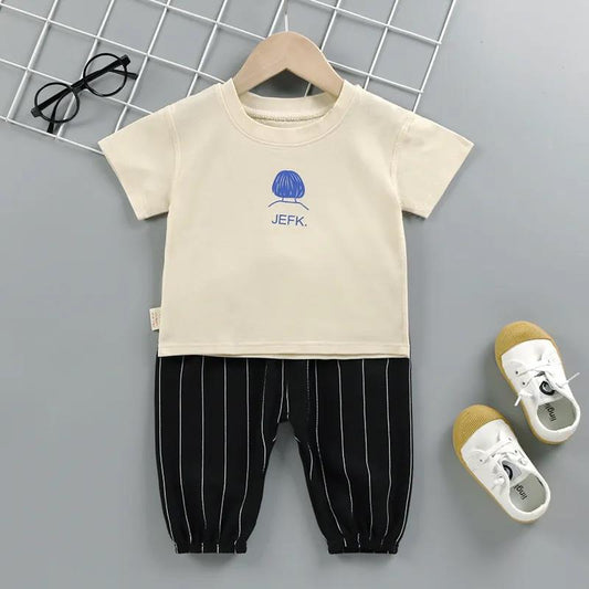 Baby Boy Summer Suit Casual Cotton Boy Pajamas Children Sportswear Suit Cute Boneless T-shirt Top Shorts Suit 1-8 Years Old
