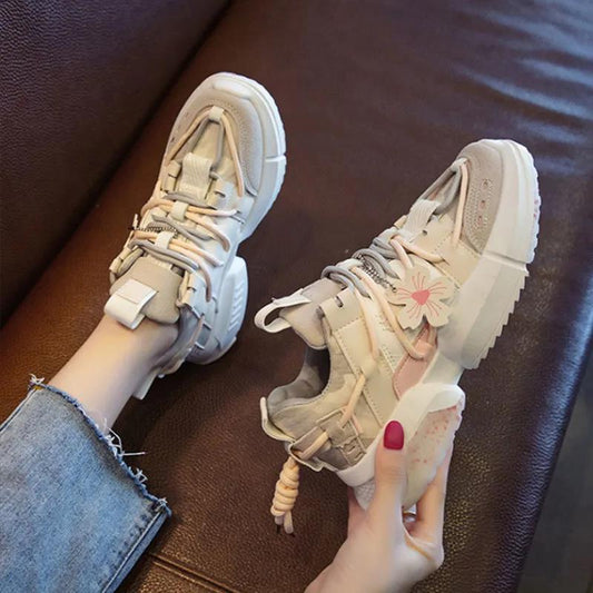 Fairy Style Cherry Blossom Fashion All-match Sports and Leisure Women's Shoes Increased Thick-soled Old Shoes Women's Trendy Shoes