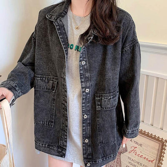 Denim Jacket Female Spring and Autumn Loose and Versatile Student Jacket Jacket Retro Trend