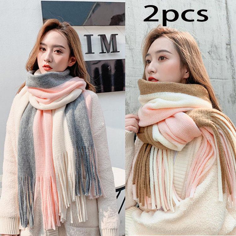 2pcs Wild Shawl scarf Long section scarf Birthday present Winter warm scarf Christmas gift Woman
