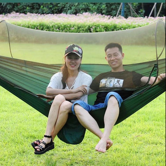 Outdoor Hammock with Mosquito Net Adult Summer Breathable Swing Double Picnic Camping Children Mosquito Net Widened Hammock