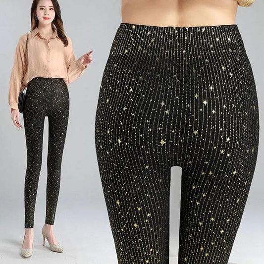 Women's High Elastic Leggings Autumn and Spring Ladies Plus Velvet High Waist Large Size Elastic Waist Slim All-match Tights