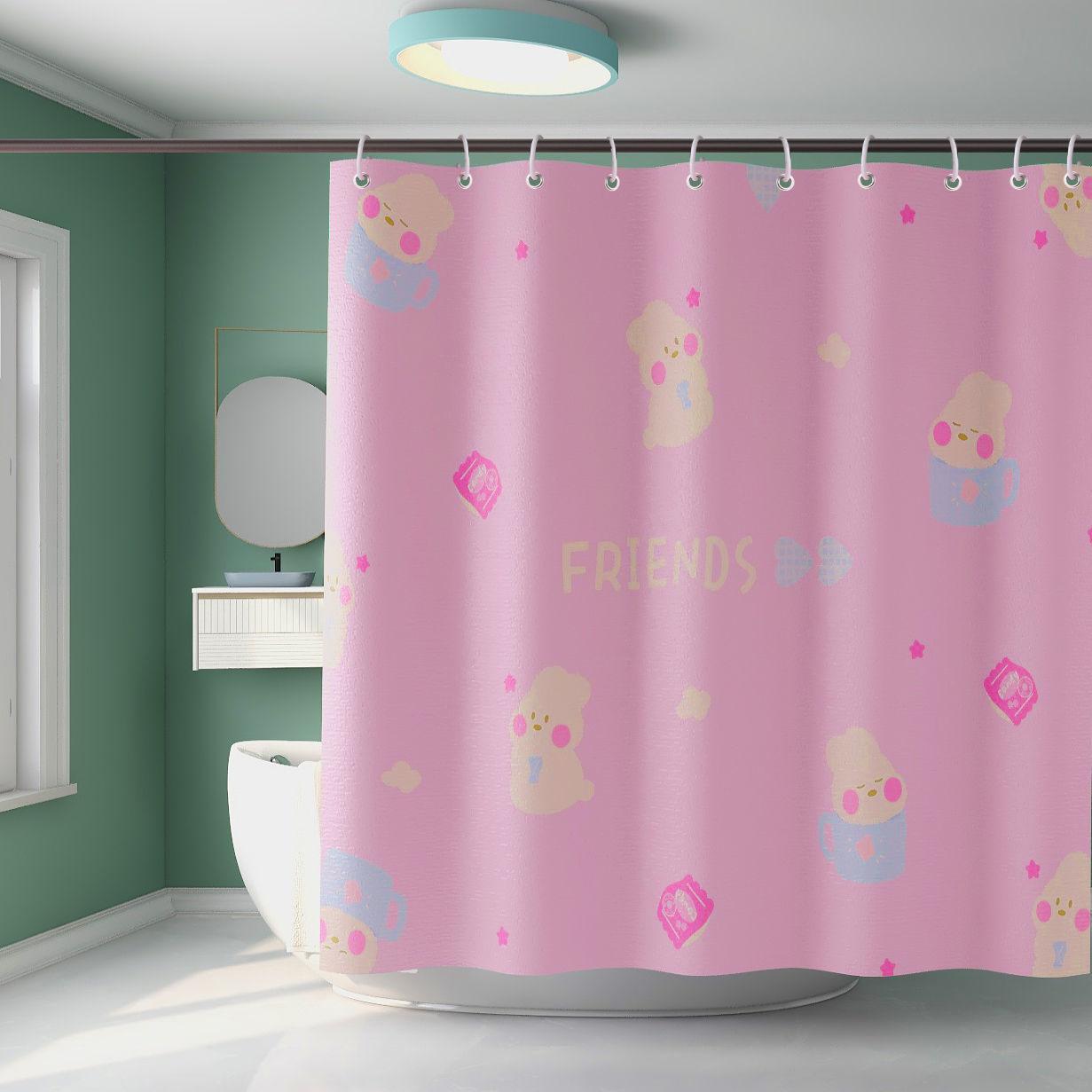 Bathroom Waterproof Curtain Thickened Anti-mold Hook Shower Curtain Sanitary Partition Shower Curtain