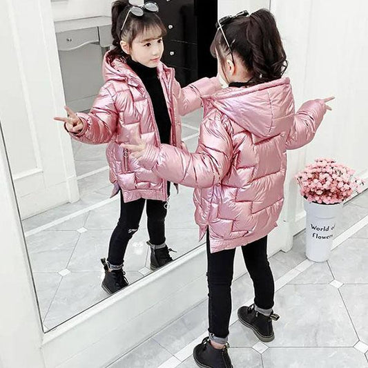 Winter Padded Warm Girls' Cotton-padded Clothes Winter Children's Mid-length Padded Jackets Padded Padded Clothes Girls' Middle-aged Boys' Jackets