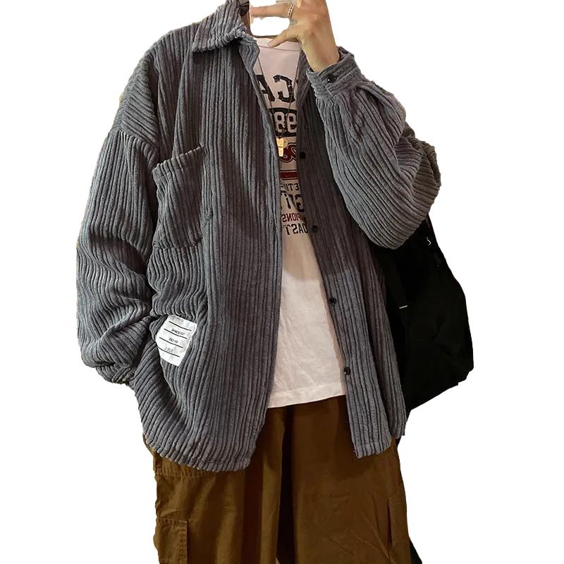 Retro Corduroy Long-sleeved Shirt Loose Shirt Spring and Autumn Trend All-match Student Jacket Male