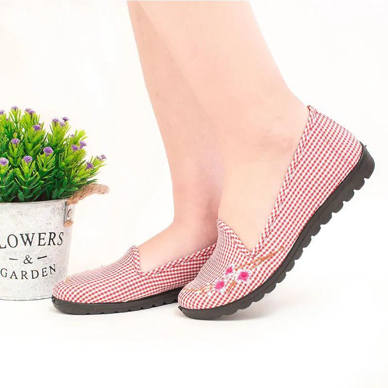 Spring and Autumn Old Beijing Cloth Shoes Women's Singles Soft-soled Cloth Shoes Women's Work Shoes Comfortable Flat Square Dance Shoes Mother Shoes