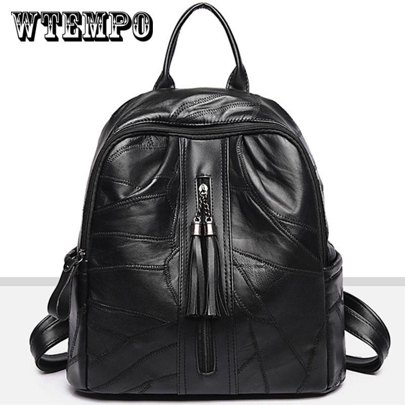 Fashion Women Backpack Set Black Bagpack with Small Bag PU Leather Ladies Bags for Woman