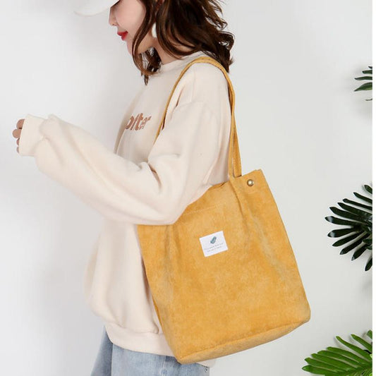 Bags Women Corduroy Shoulder Bag Reusable Shopping Bags Casual Tote Female Handbag