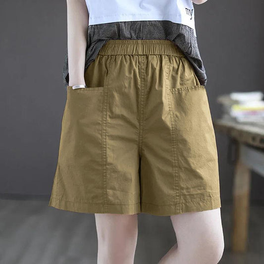 100% Cotton Shorts Women's Summer High Waist All-match Loose Five-point Casual Wide-leg Pants