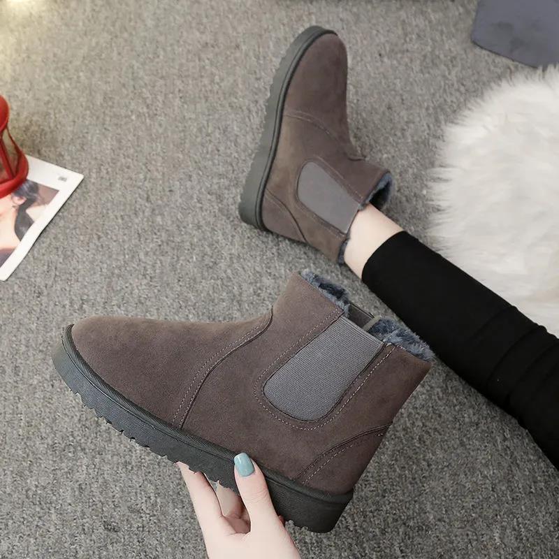 Autumn and Winter Women's Shoes Frosted Retro Round Toe Flat Ankle Boots Martin Boots Elastic Muzzle Feet Lazy Boots