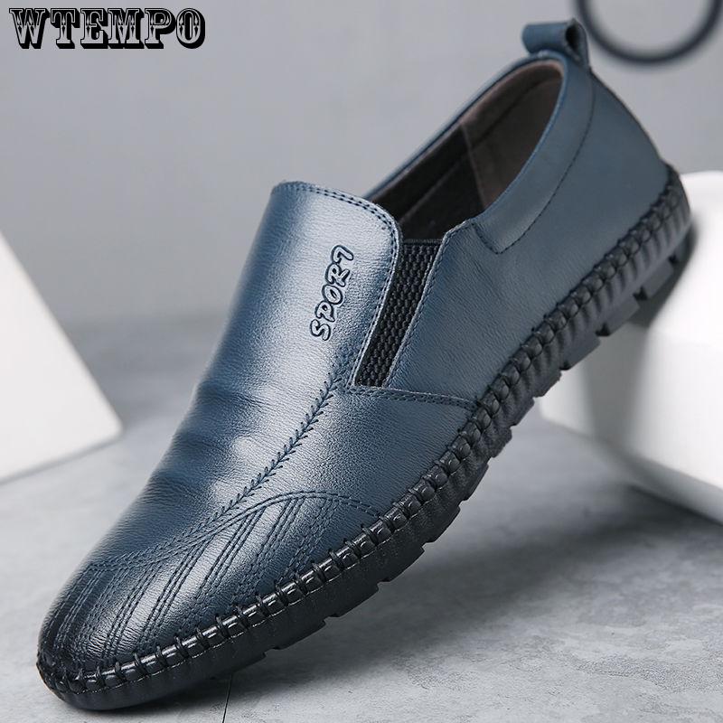Fashion Men Genuine Leather Shoes Lace Up Casual Footwear Men Soft Flat Base Shoes