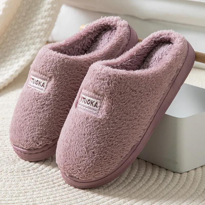 Warm Slippers Women Indoor Floor Flat Shoes Spring Autumn Winter Warm Home Cotton Plush Slippers