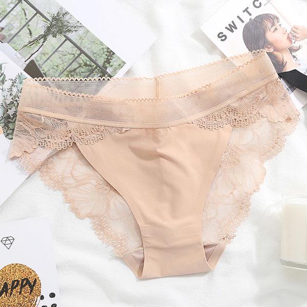 Low Waist Panties Ladies Breathable Sexy Lace Abdominal Seamless Women's Briefs One Size