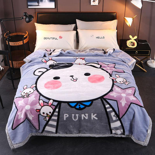Double Thickening Plus Fleece Raschel Blanket Quilt Cover Blanket Coral Fleece Blanket Single Double Blanket Warmth Breathable and Soft