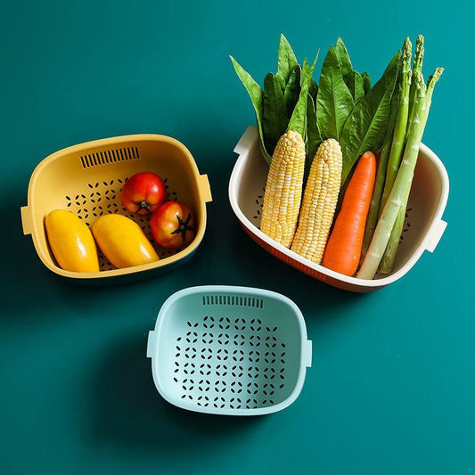 Drain Basket Plastic Kitchenware Daquan Multifunctional Fruit and Vegetable Washing Basket Two-piece Set