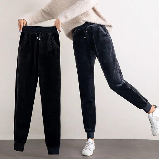 Autumn and Winter Plus Velvet Thickened Sweatpants Women Loose Bottoming Guard Pants Feet Leisure Rhyme Daharem Pants Women