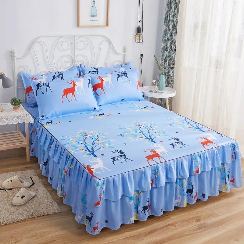 1 Piece Set Korean Princess Style Mattress Cover Non-slip Double-sided Bedspread Lace Bed Sheet Bed Cover