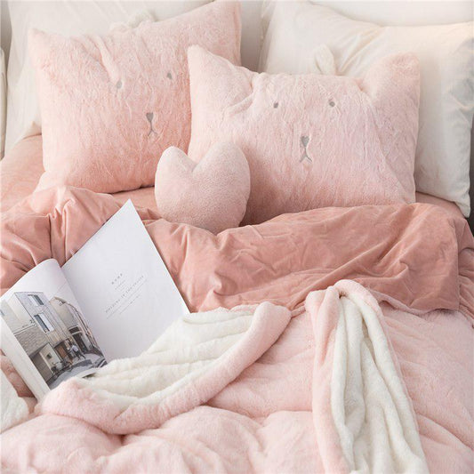 4pcs Cotton Luxury Bedding Set Soft Queen/king Size Bed Sheet Soft Pillowcases