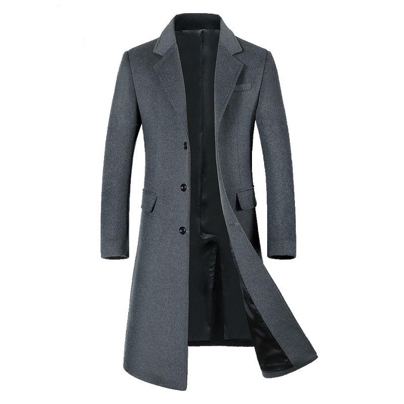 Autumn And Winter Medium and long section Woolen coat Large size Windbreaker Men's clothes