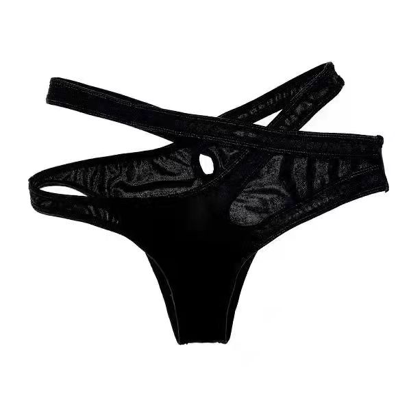 Hollow Sexy Panties Women's High Elastic Cross Temptation Strapping Panties Sports Angled Low Waist Underwear Shorts