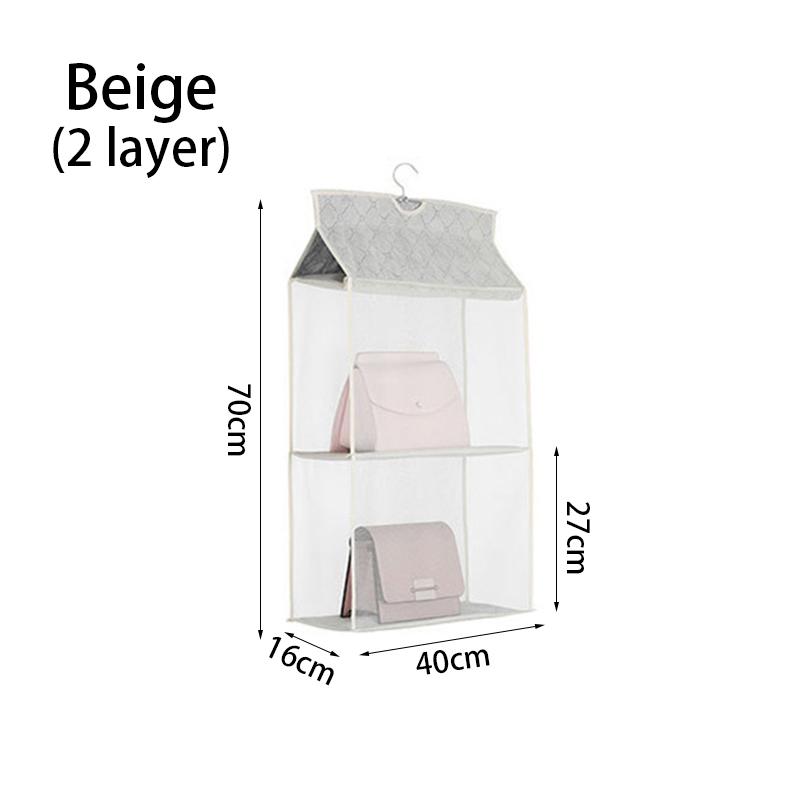 1PC Bag Storage Hanging Bag Home Wardrobe Hanging Fabric Bag Dustproof Storage Rack Dormitory Storage Artifact 2/3/4 Pockets Wall Hanging Bag