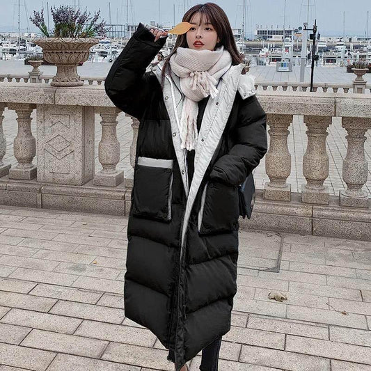 Padded Jacket Autumn and Winter Style Korean Loose Cotton-padded Jacket Winter Long Mid-length Over-the-knee Jacket