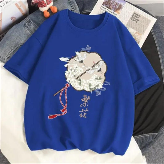 Pure Cotton Round Neck Short Sleeve Large Size Spring and Summer Trend Loose Top Student T-shirt
