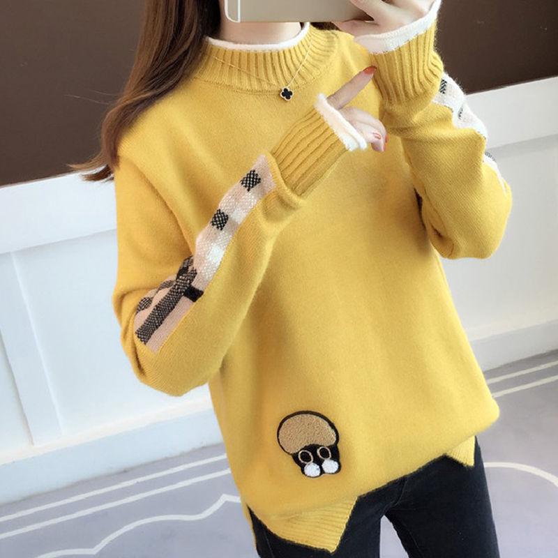 Autumn and Winter Warm Sweater Women's Student Loose Knit Bottoming Shirt