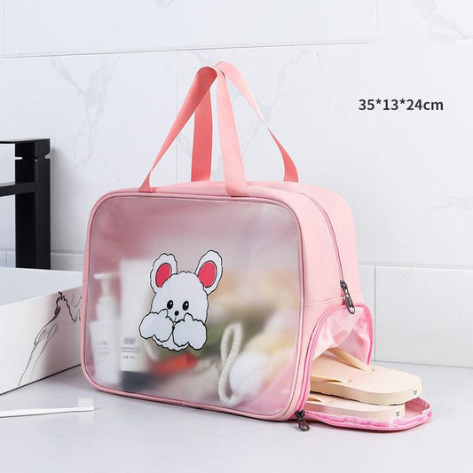 Dry and Wet Separation Toiletry Bag Cosmetic Bag Women Clear Handbag Waterproof for Bathing Swimming Beach Portable Transparent Bag