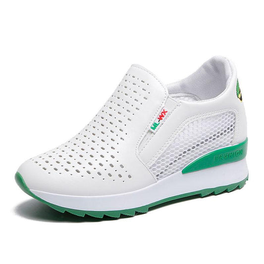 Hollow Inner Height-enhancing Sneakers Women's Single Shoes Summer Slip-on Wedge Mesh Shoes
