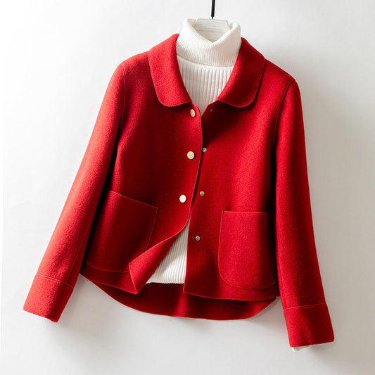 Autumn Women Faux Wool Coat Long Sleeve Single Breasted Fashion Turn Down Female Blends Causal Loose Winter Outwear