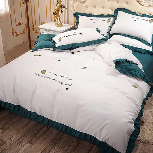 Embroidered Thick Brushed Princess Style Four-piece Lace Duvet Cover Double Bed Single Bedspread Bedding