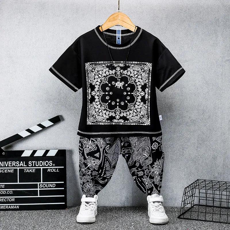 Children's Suits Summer Boys' Blue and White Porcelain Suits Children's Western Style Chinese Style Suits