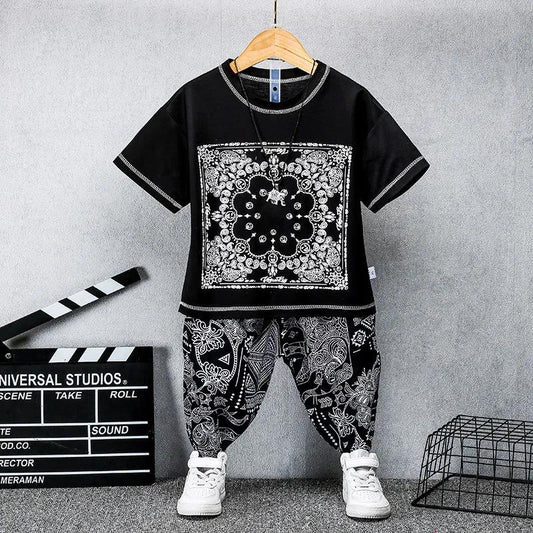 Children's Suits Summer Boys' Blue and White Porcelain Suits Children's Western Style Chinese Style Suits