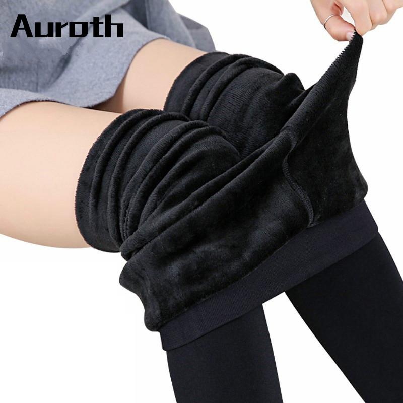 Auroth Winter Women's Leggings Elastic High Waist Plus Velvet Thicken Leggings Warm Pants Plus Size Trousers