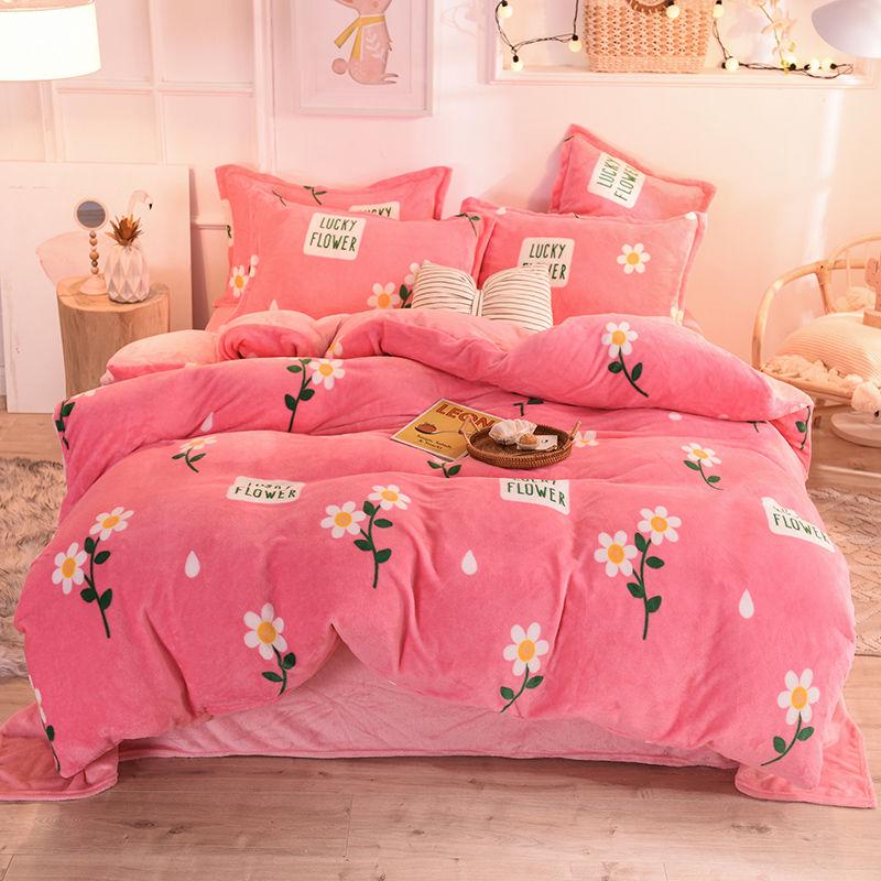 4pcs Bedding Sets Bed Linen Plush Duvet Cover Flat Sheet Bedding Set Winter King Queen Bed Set